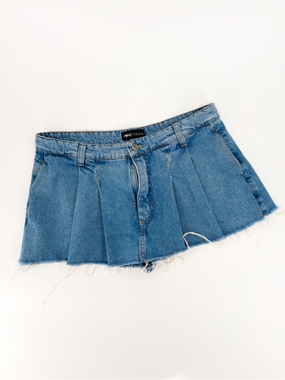 Y2K Pleated Denim Micro Skort Size 4-6 US